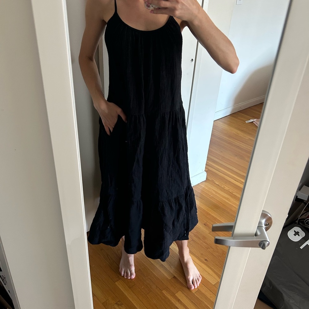 Magaschoni Black Ruffled Tiered Sundress